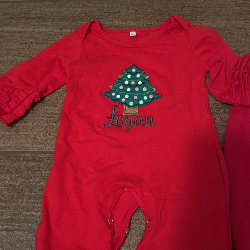 Red Christmas Tree Baby Onesie